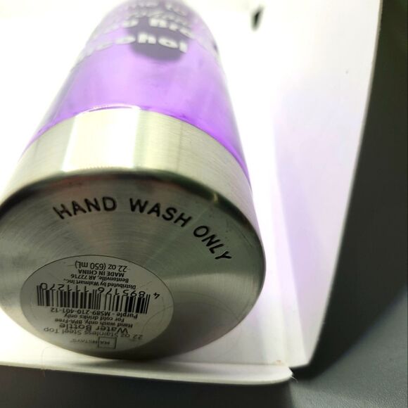 Hand Crafted Travel Water Bottle Plastic Steel Lid Bottom Purple Funny Saying - Picture 4 of 8